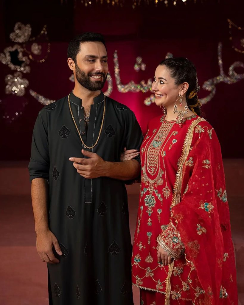 Hania Aamir and Ahmed Ali Akbar look stunning in Ali Xeshan’s AANARI collection